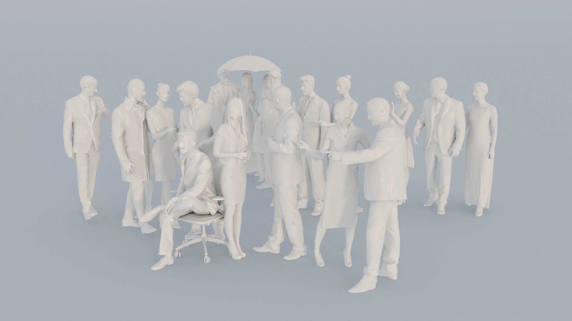 20 CROWDS BUS1 ELE2 SITTING PEOPLE SCANS MAN WOMAN 3D print model_3