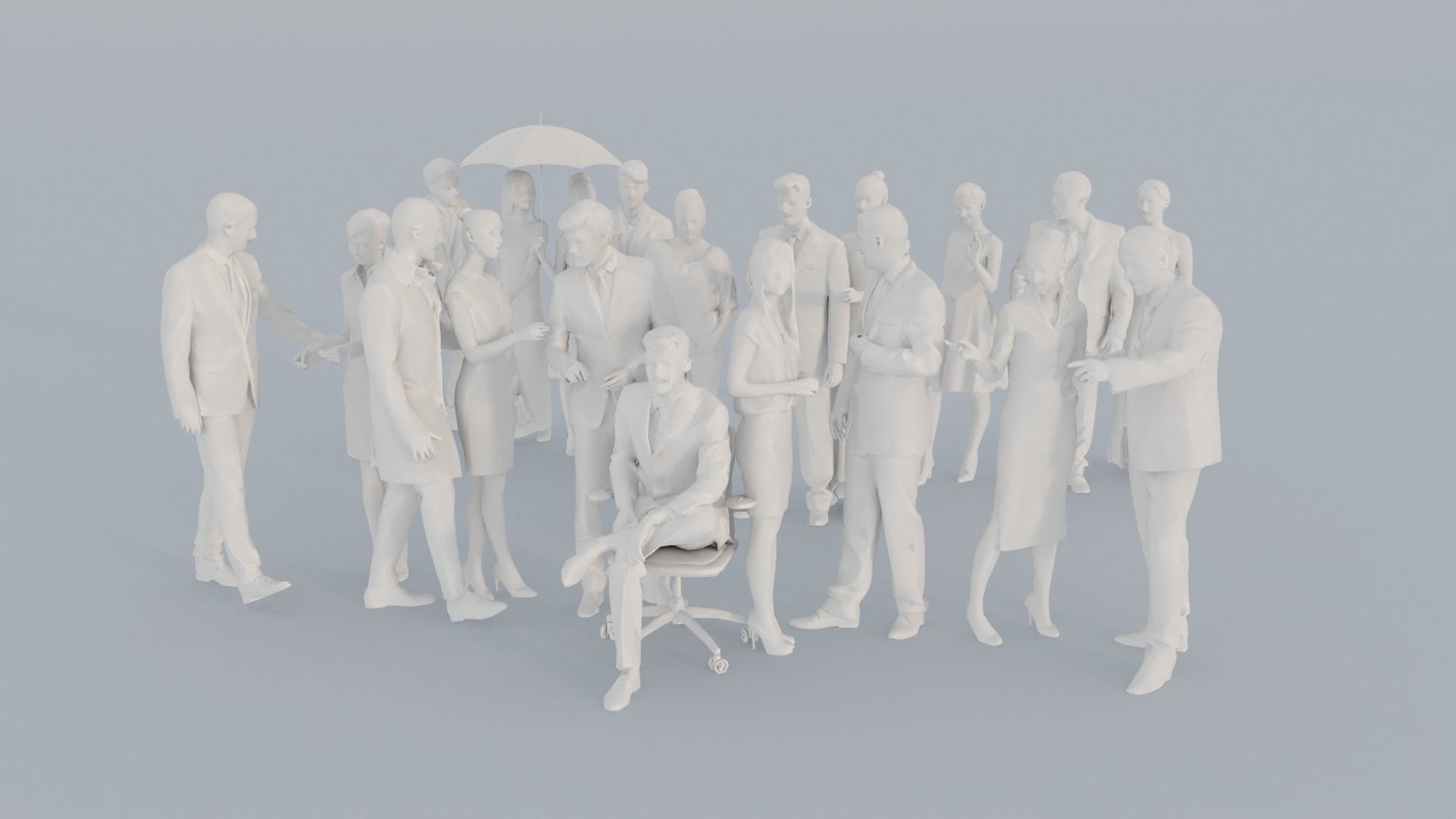 20 CROWDS BUS1 ELE2 SITTING PEOPLE SCANS MAN WOMAN 3D print model_2
