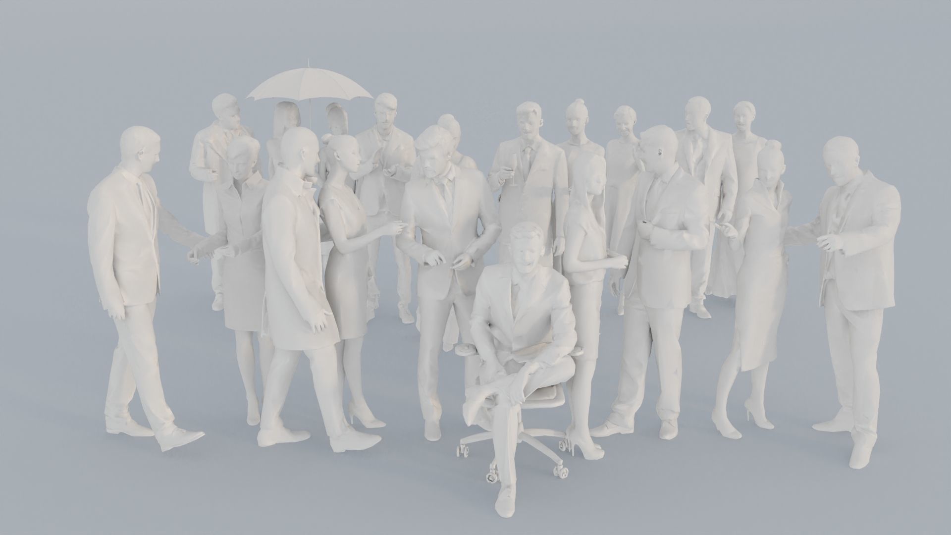 20 CROWDS BUS1 ELE2 SITTING PEOPLE SCANS MAN WOMAN 3D print model_1