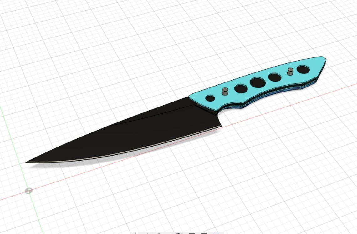 Kitchen knife design for knife maker with PDF sheet 3D print model_1