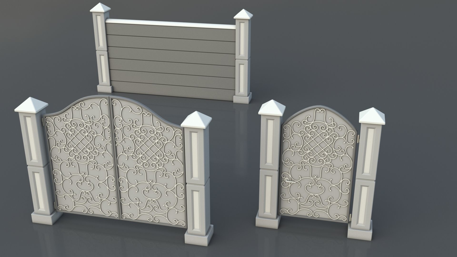 Gates-Fences-Doors Collection - 45 pieces 3D model_15