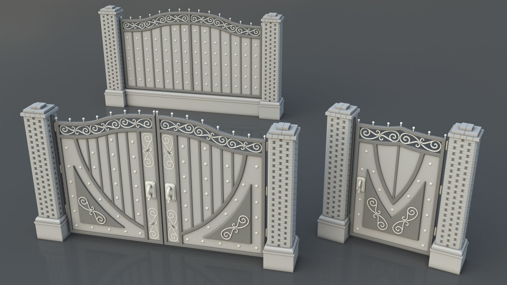 Gates-Fences-Doors Collection - 45 pieces 3D model_4
