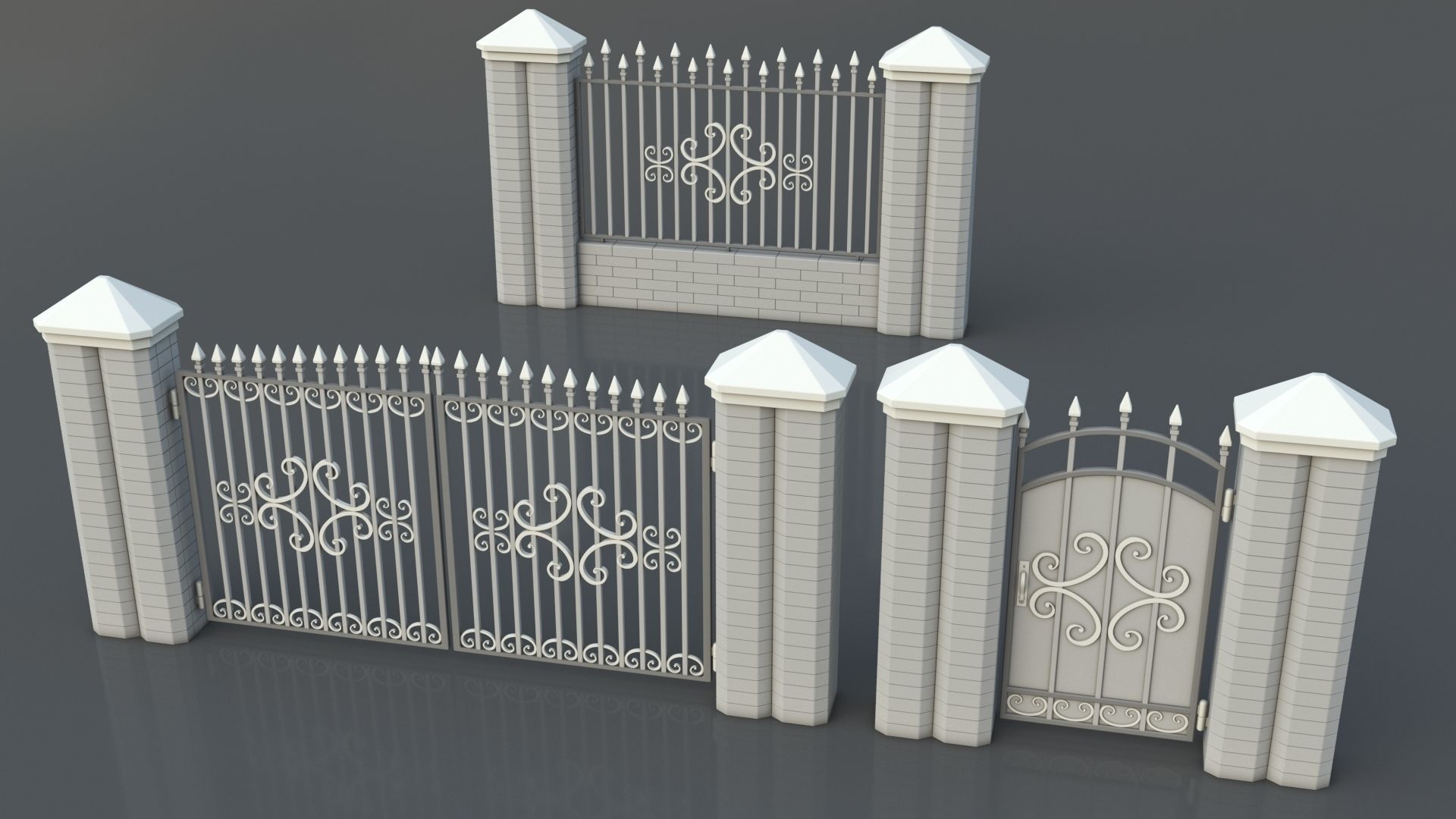 Gates-Fences-Doors Collection - 45 pieces 3D model_6