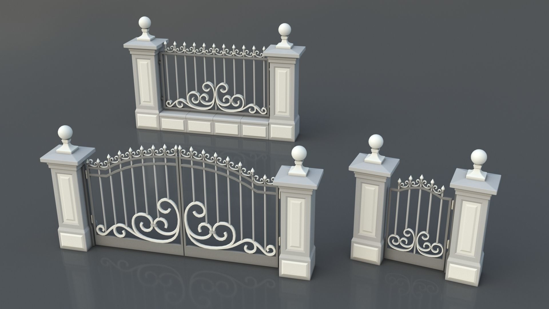 Gates-Fences-Doors Collection - 45 pieces 3D model_2