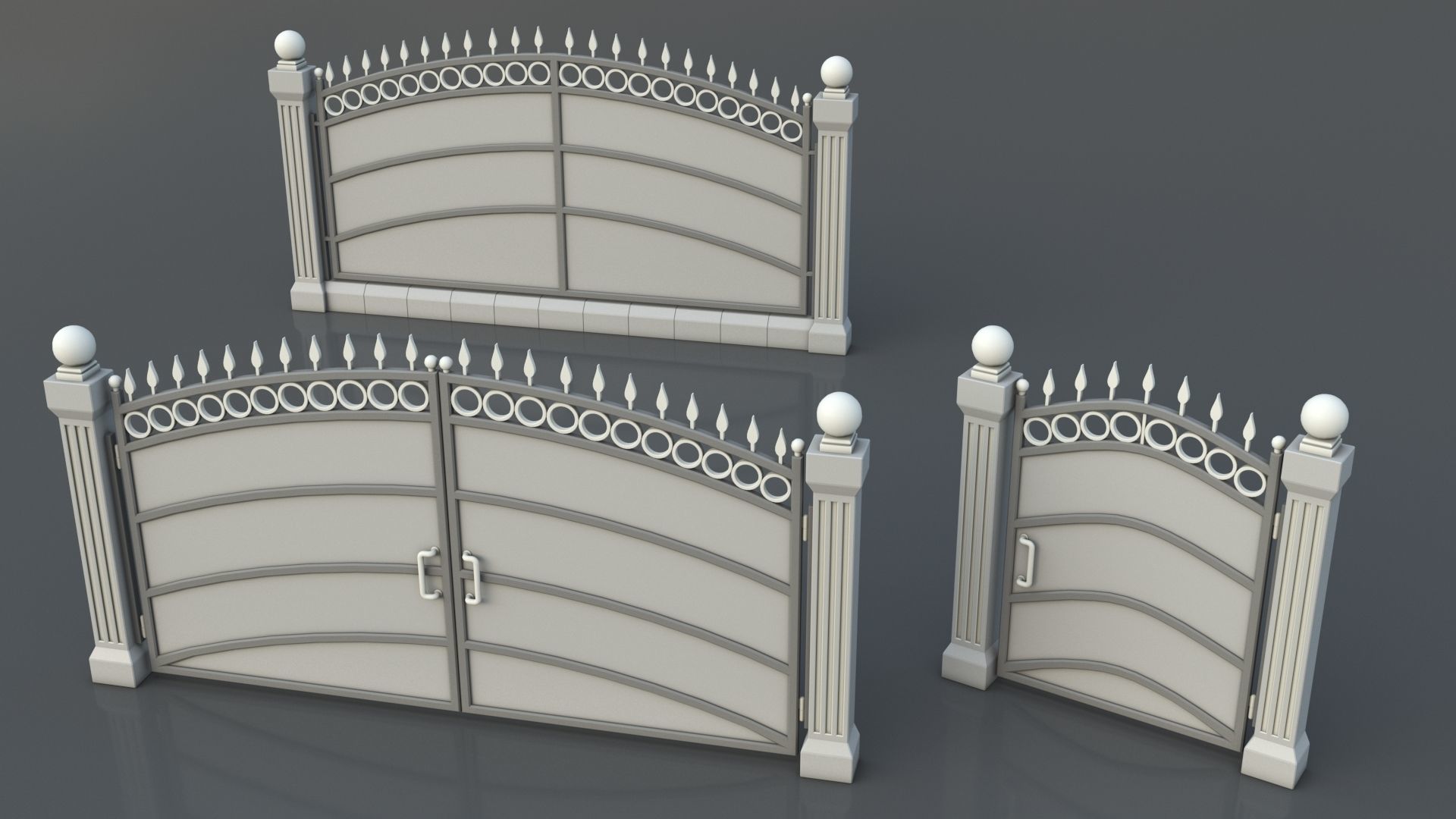 Gates-Fences-Doors Collection - 45 pieces 3D model_14