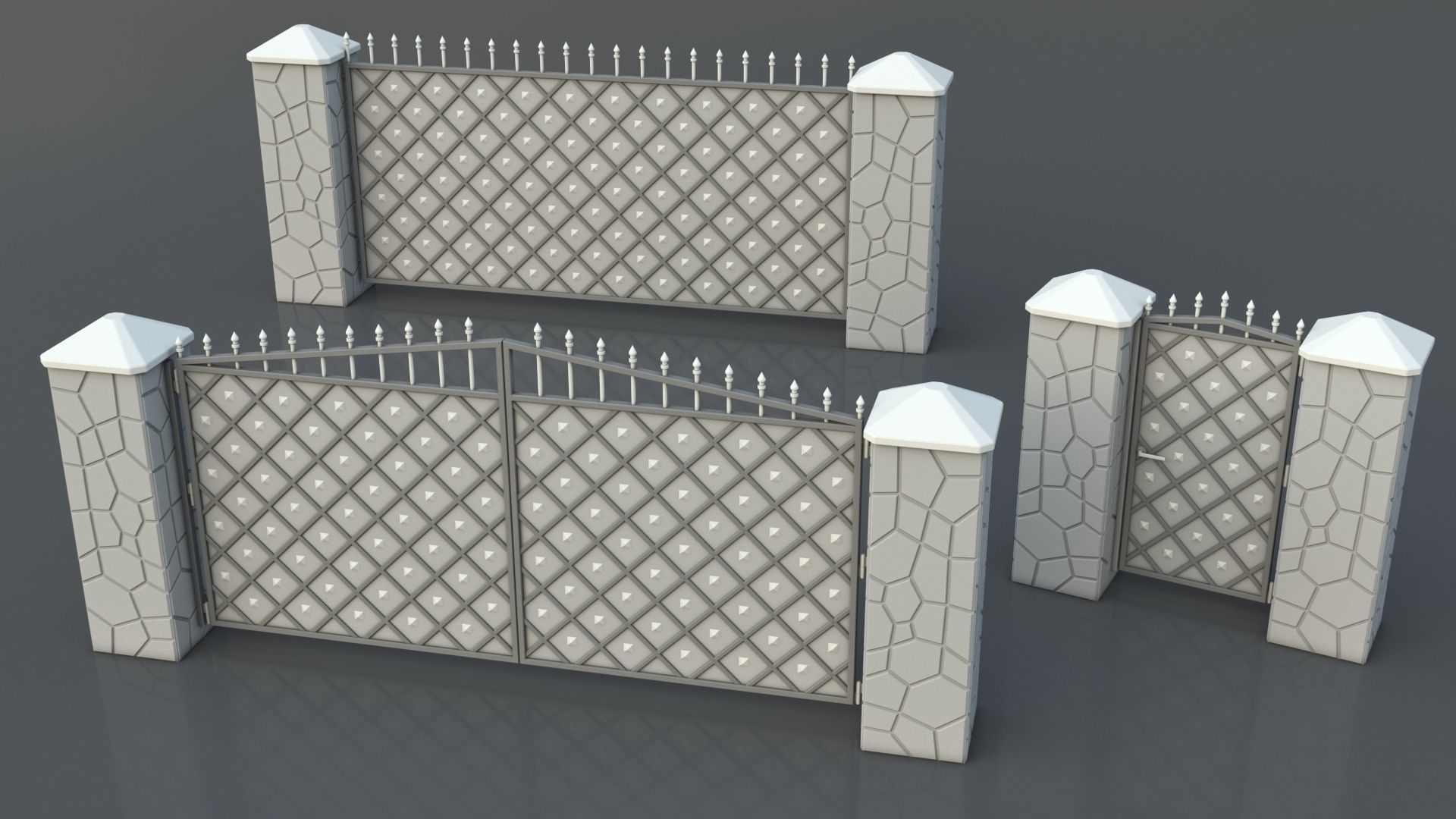 Gates-Fences-Doors Collection - 45 pieces 3D model_12