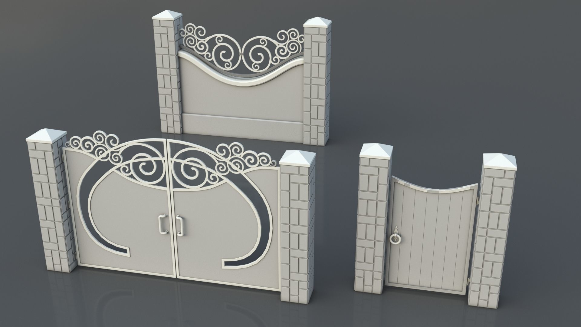 Gates-Fences-Doors Collection - 45 pieces 3D model_5