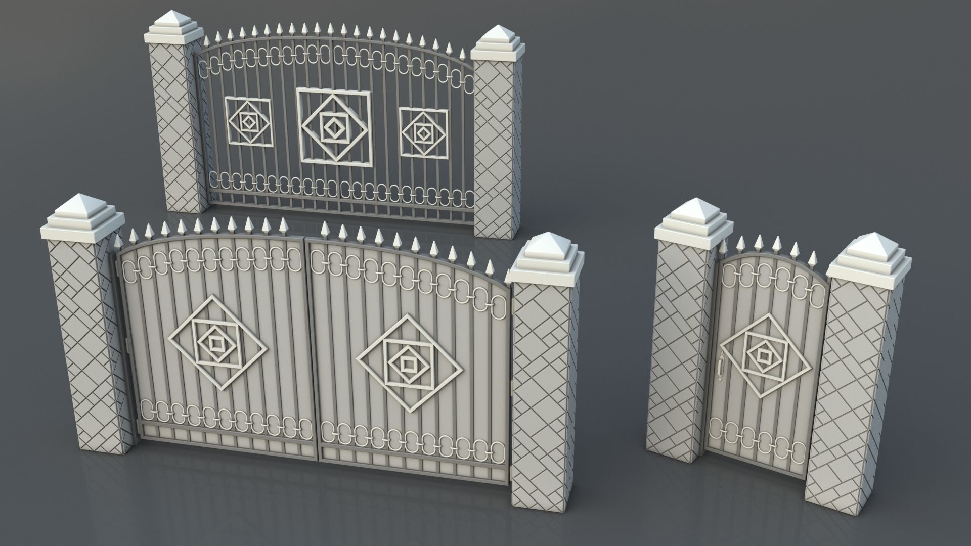 Gates-Fences-Doors Collection - 45 pieces 3D model_7