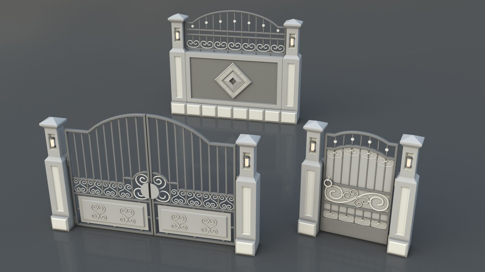 Gates-Fences-Doors Collection - 45 pieces 3D model_3