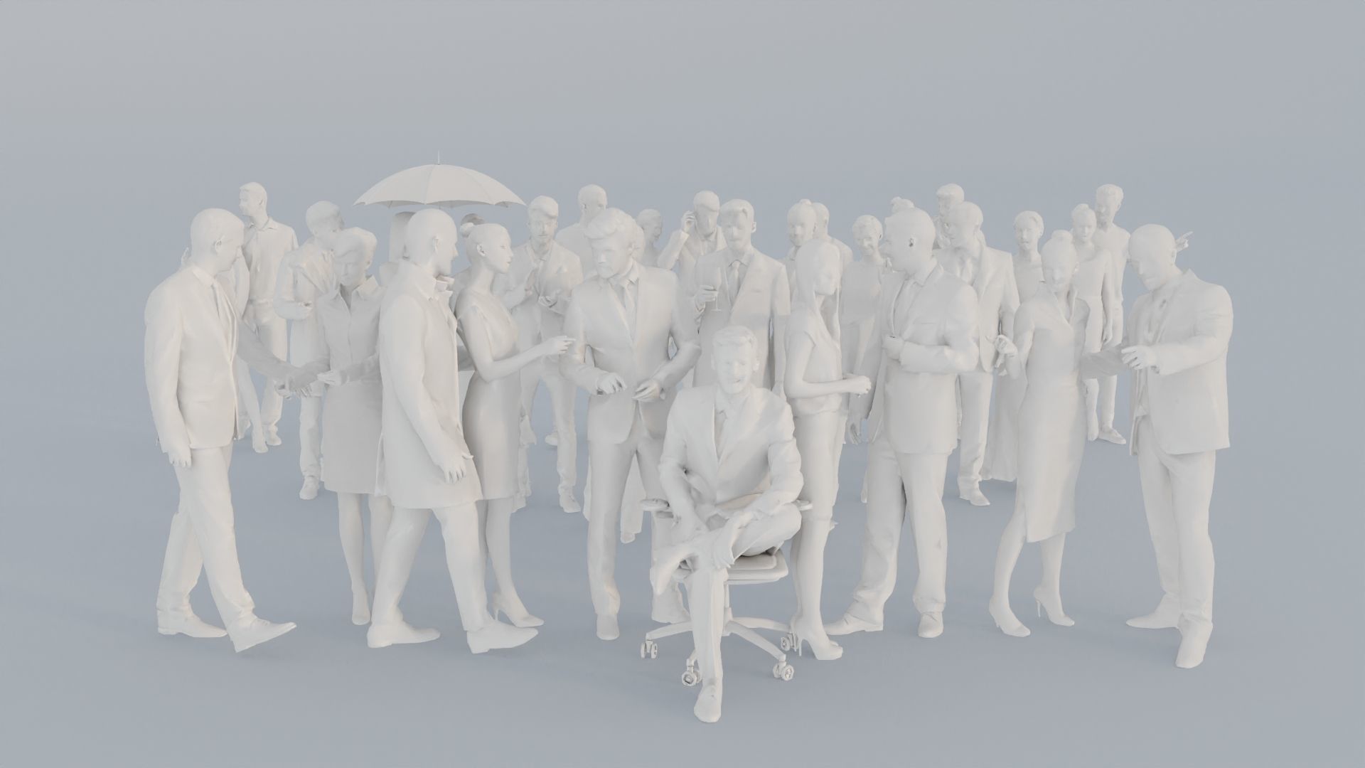 20 CROWDS BUS1 ELE2 CASU1 SITTING PEOPLE SCANS MAN WOMAN 3D print model_1