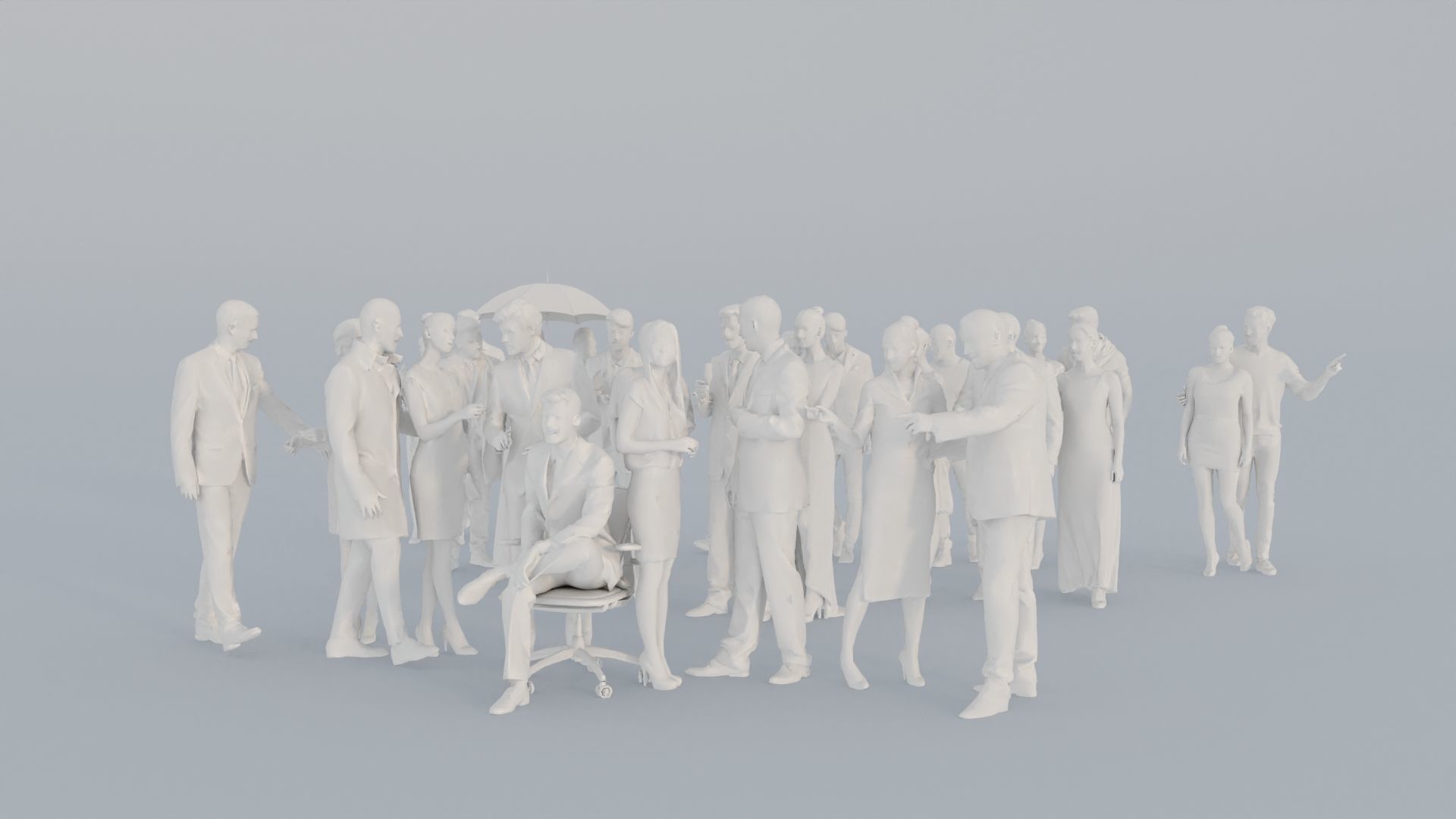 20 CROWDS BUS1 ELE2 CASU1 SITTING PEOPLE SCANS MAN WOMAN 3D print model_2