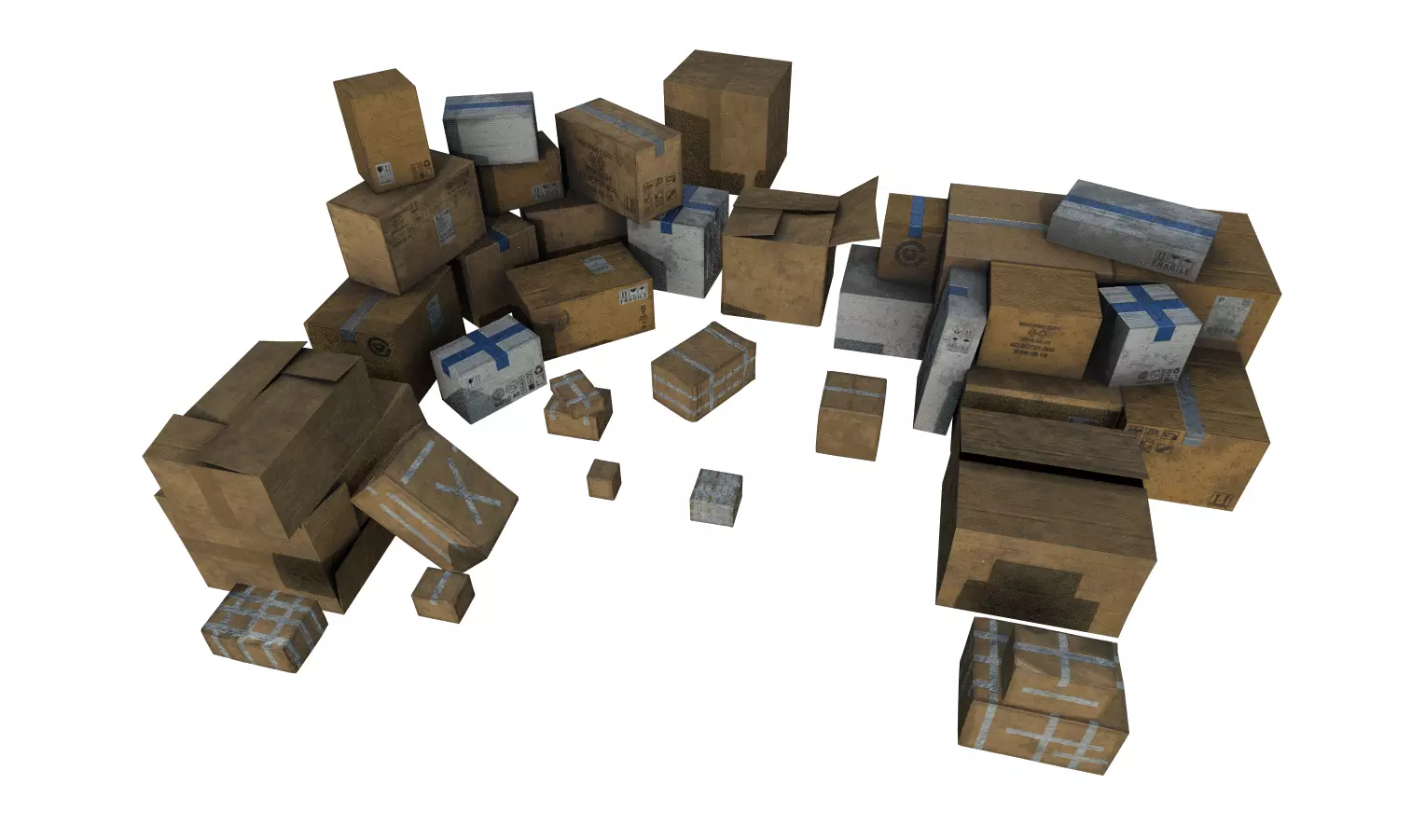 Cardboxes Pack 2 Low-poly 3D model_0