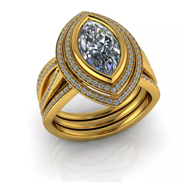 Glamorous Marquis Diamond Engagement Ring Halo Fashion Modern 3D print model