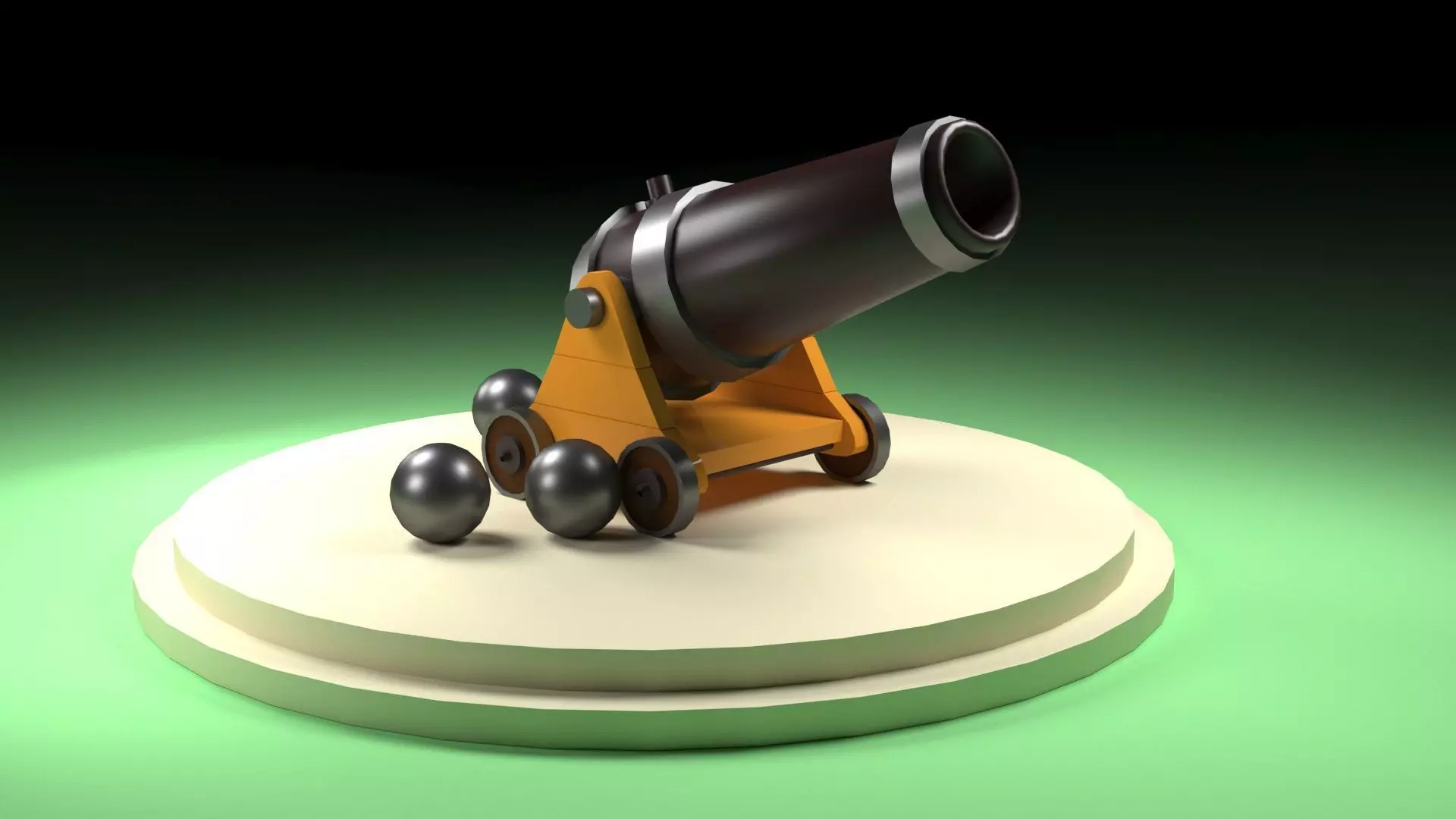 Old Cannon Low-poly 3D model