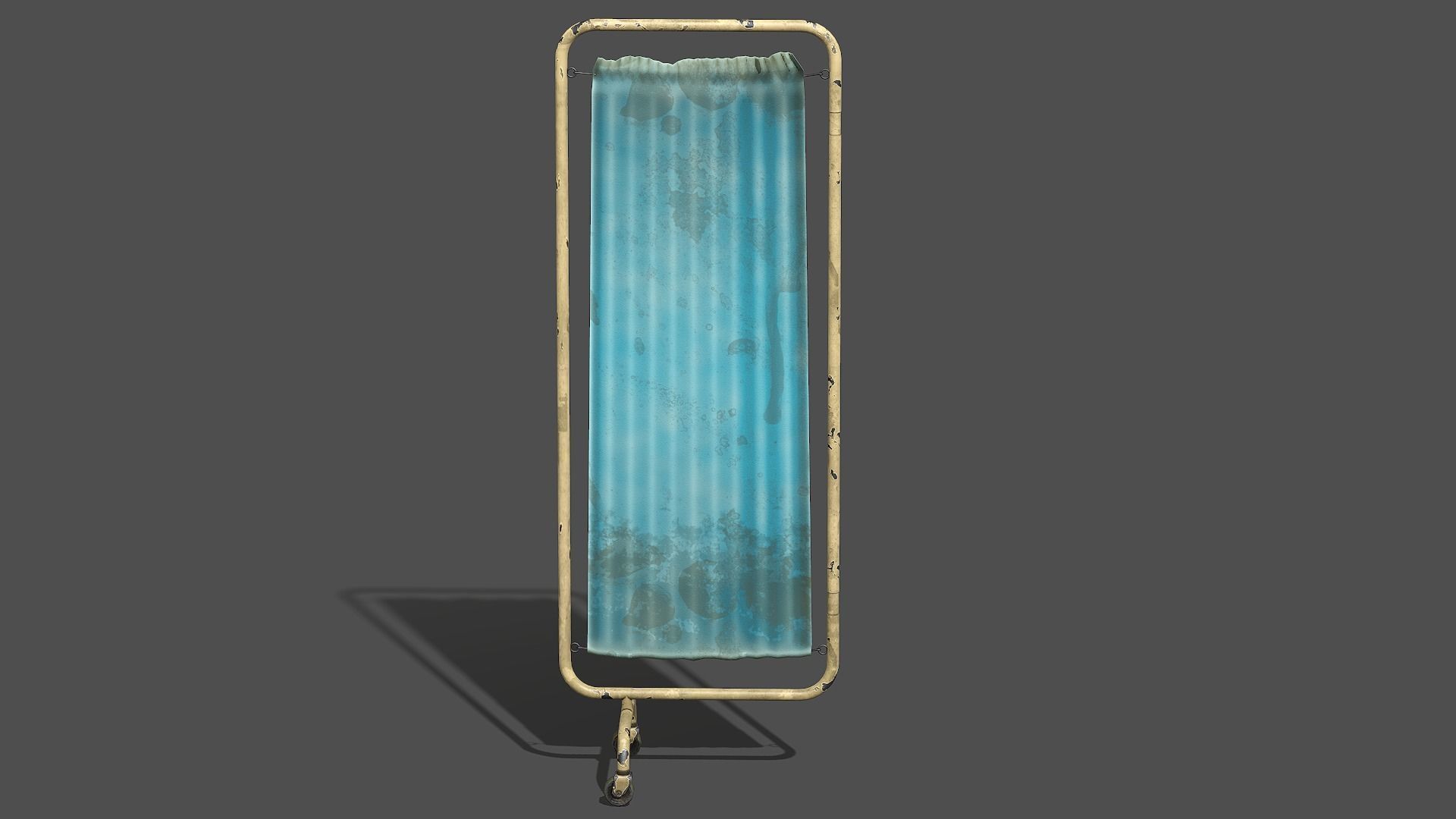 Old Modular Medical Privacy Screen   - PBR Game Ready Low-poly 3D model_2