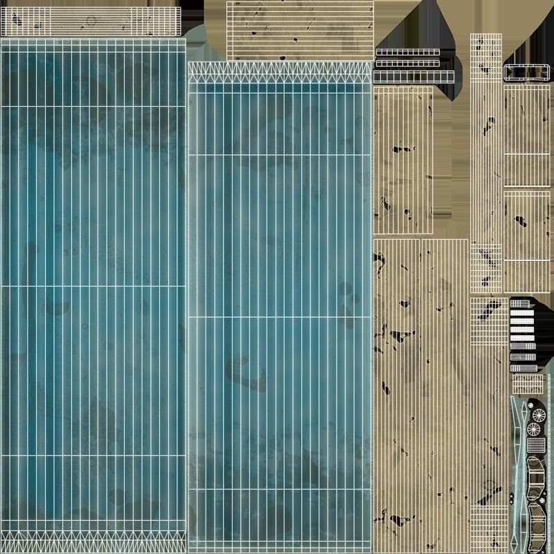 Old Modular Medical Privacy Screen   - PBR Game Ready Low-poly 3D model_12