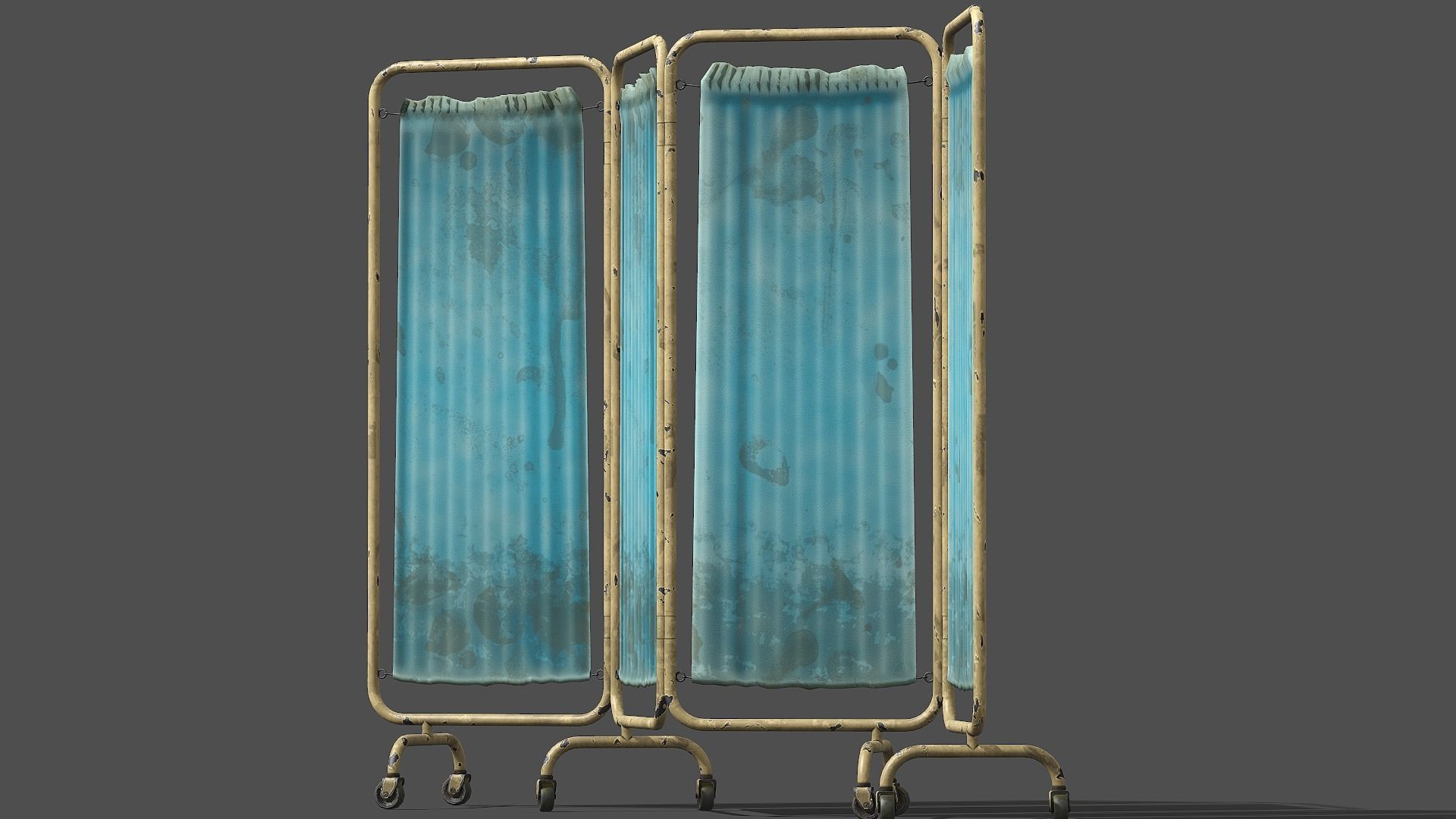 Old Modular Medical Privacy Screen   - PBR Game Ready Low-poly 3D model_6