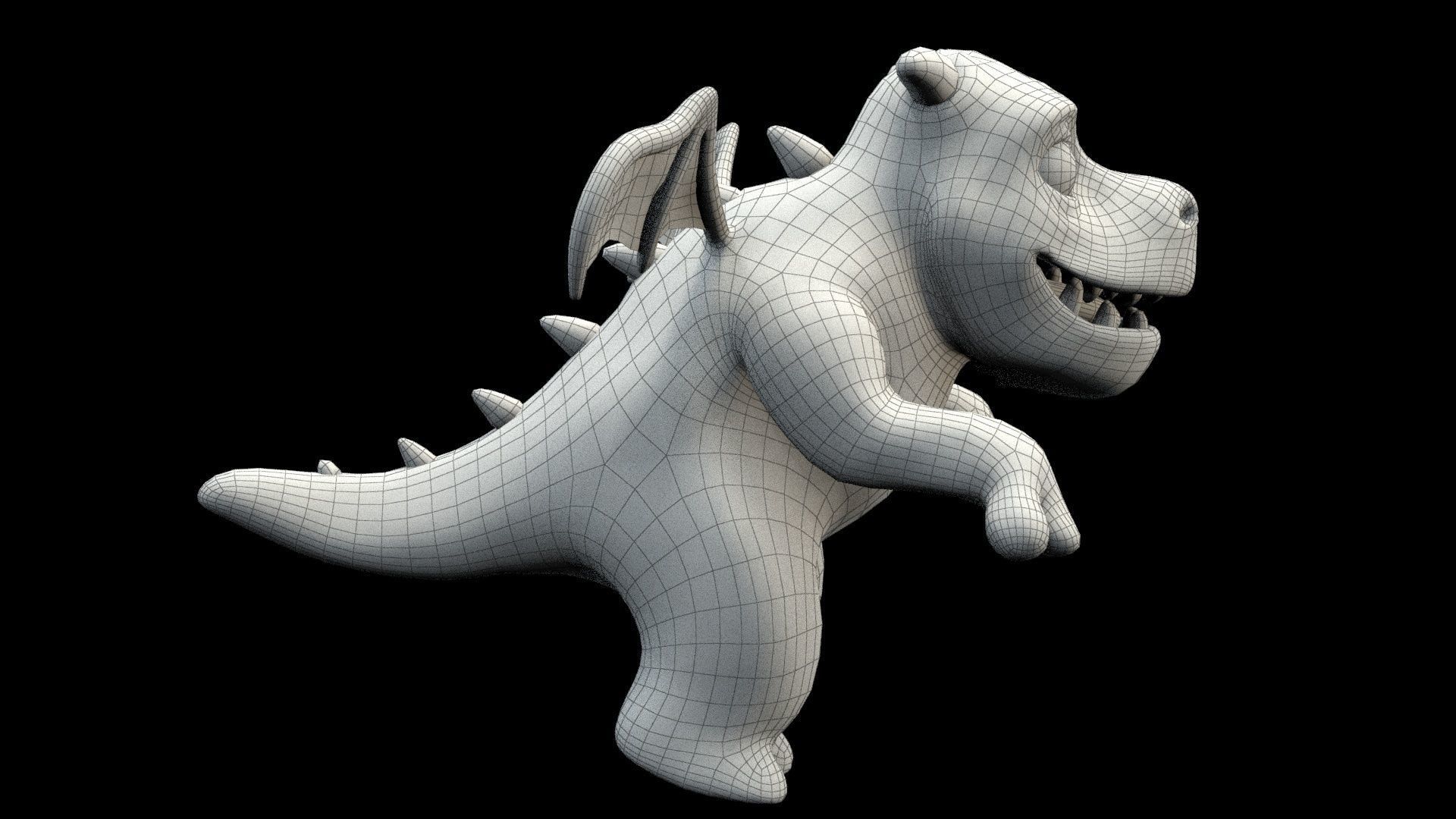 cartoon young dragon Low-poly 3D model_13