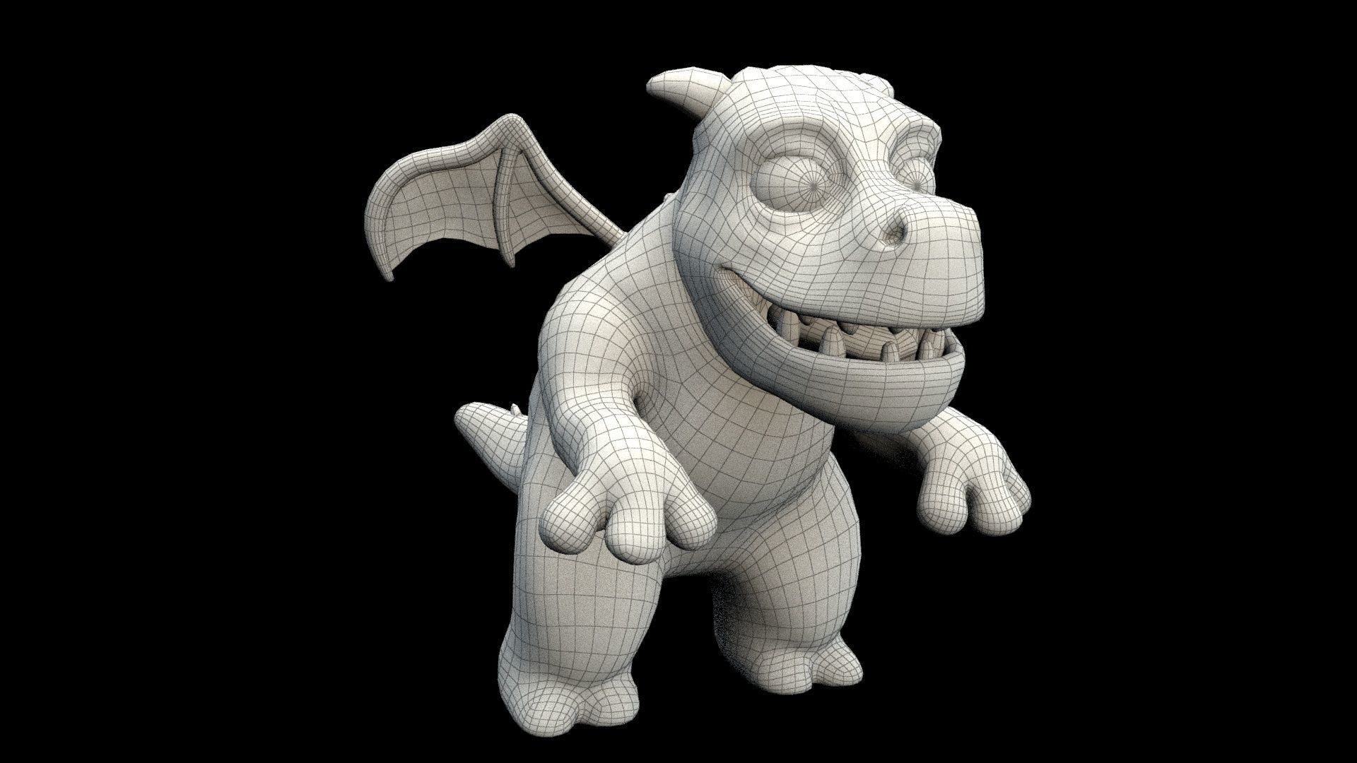 cartoon young dragon Low-poly 3D model_12