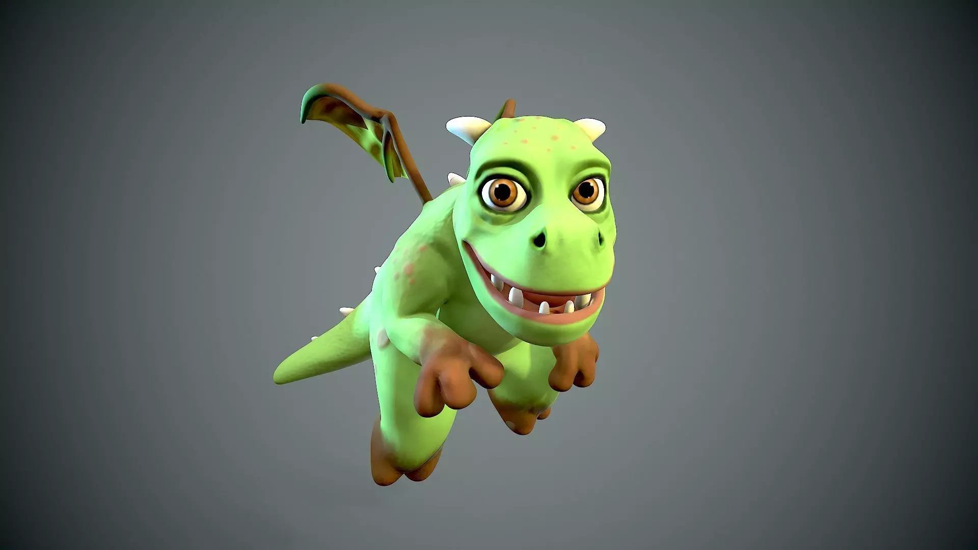 cartoon young dragon Low-poly 3D model_0