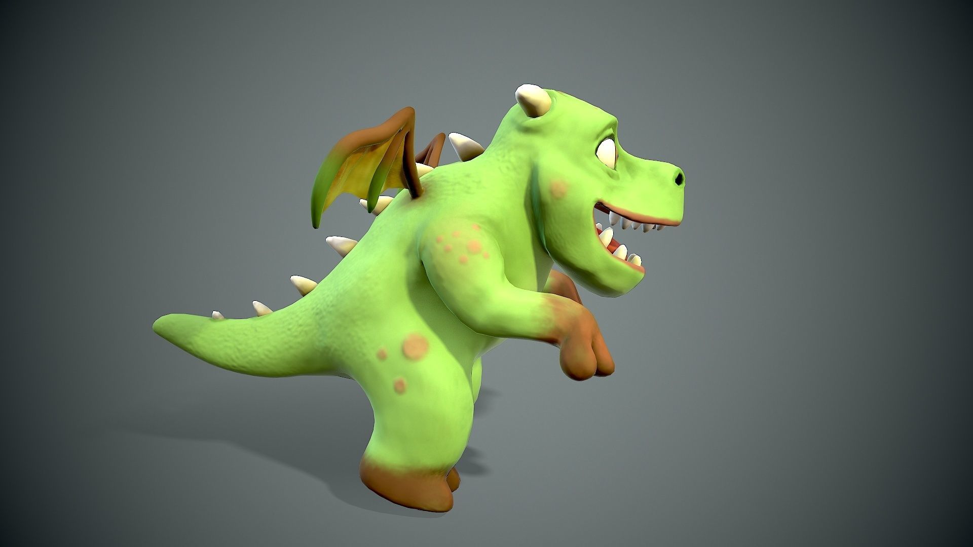 cartoon young dragon Low-poly 3D model_7