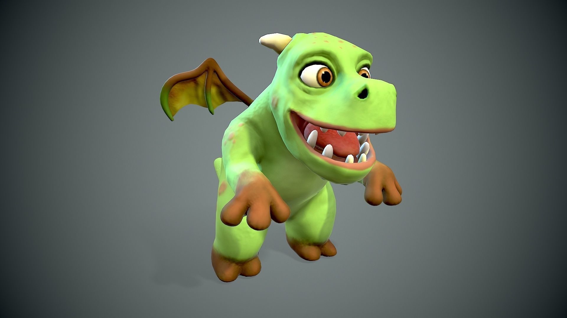 cartoon young dragon Low-poly 3D model_6