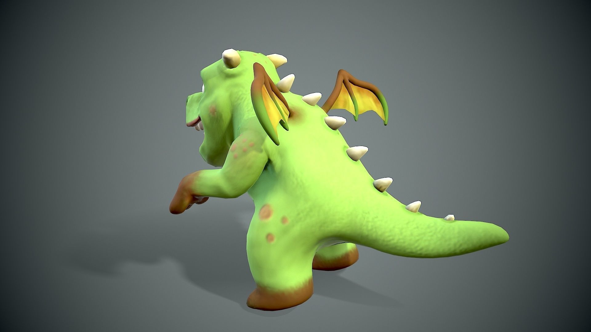 cartoon young dragon Low-poly 3D model_10