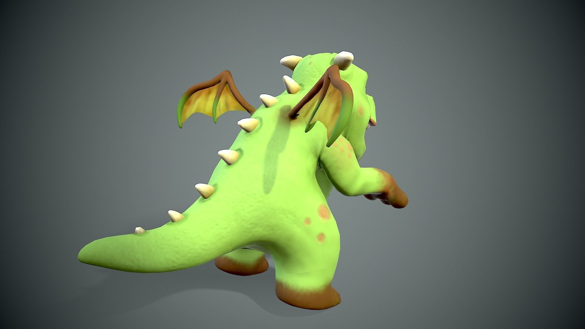 cartoon young dragon Low-poly 3D model_8