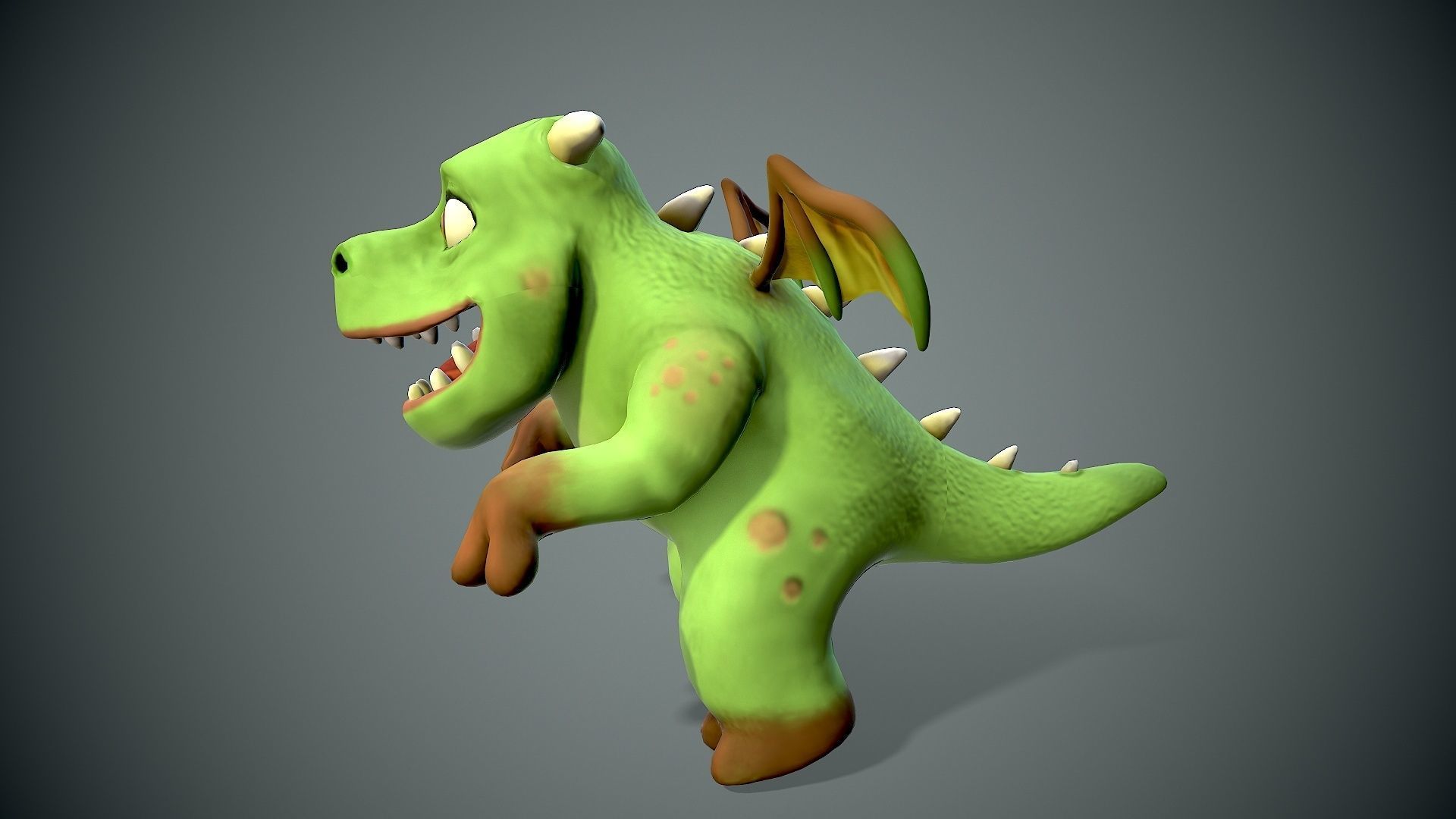cartoon young dragon Low-poly 3D model_11