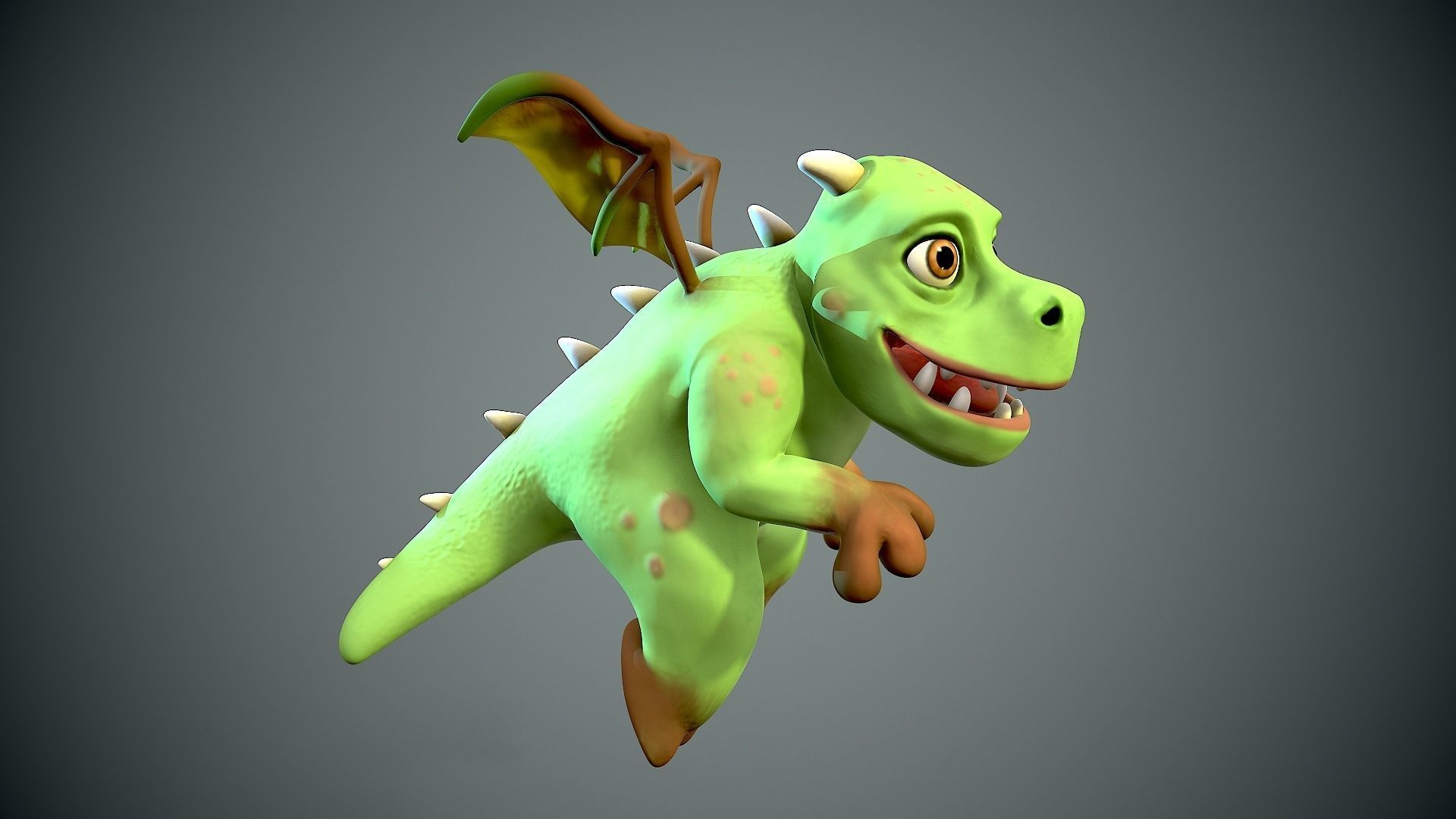 cartoon young dragon Low-poly 3D model_5