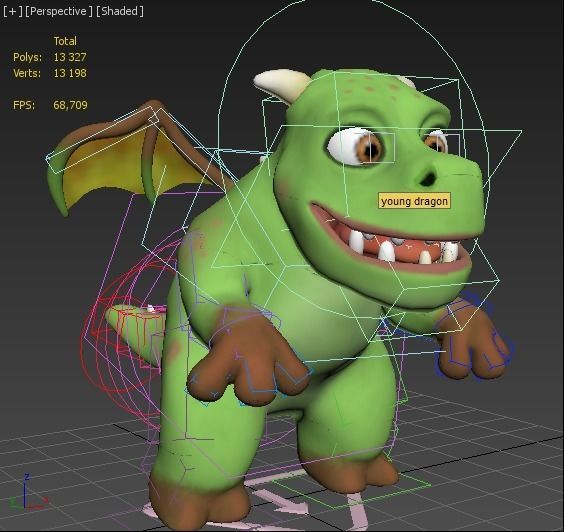 cartoon young dragon Low-poly 3D model_14