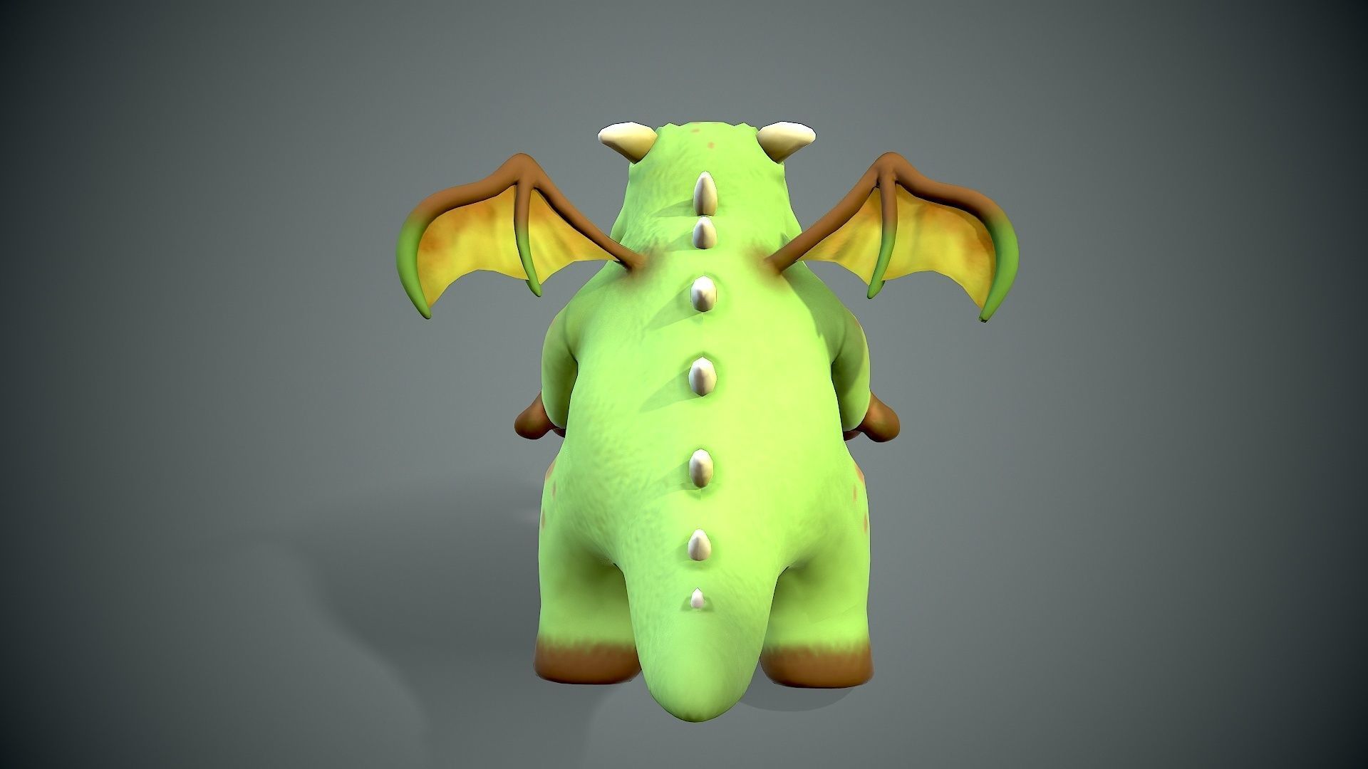 cartoon young dragon Low-poly 3D model_9
