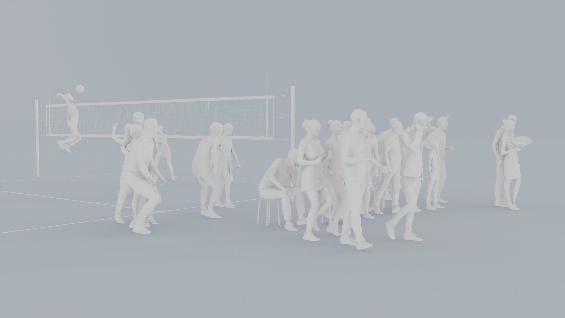 15 LP THIRTIES SPORT SUMMER CASUAL CROWDS MAN SITTING WOMAN 3D print model_12