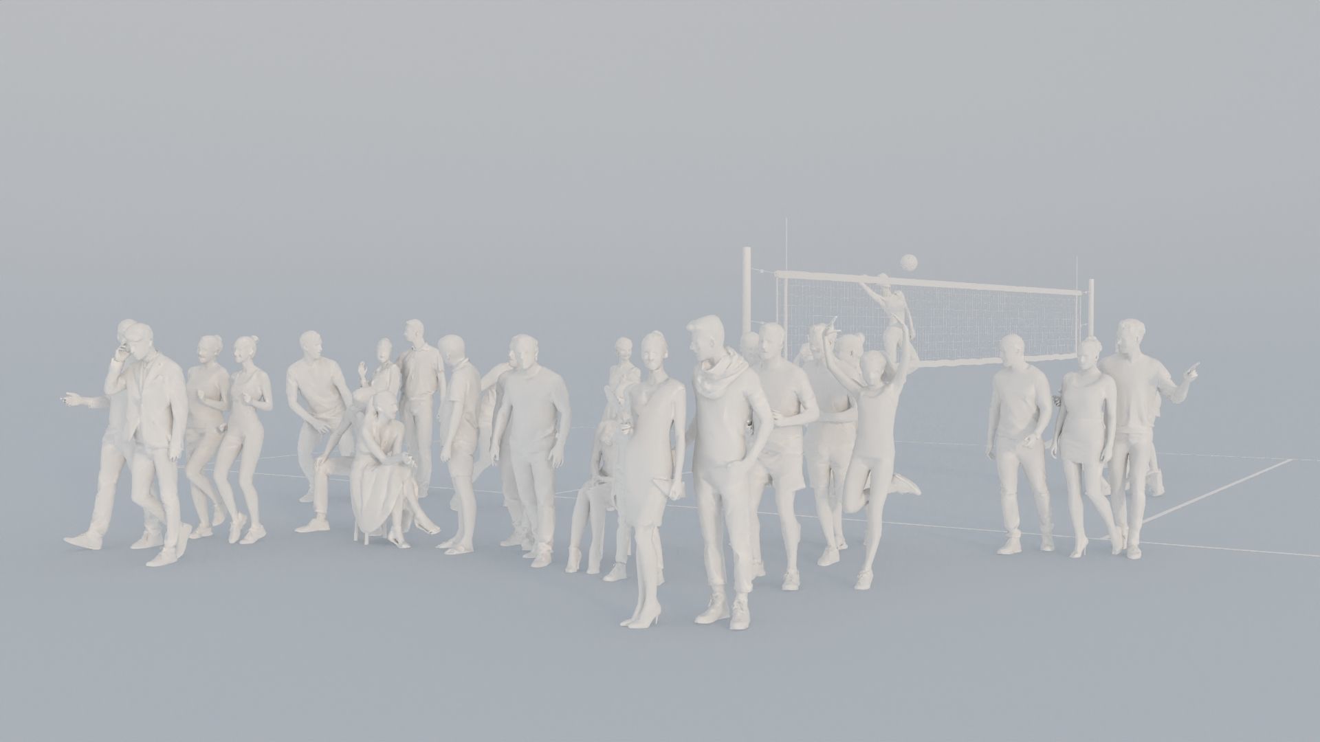 15 LP THIRTIES SPORT SUMMER CASUAL CROWDS MAN SITTING WOMAN 3D print model_3