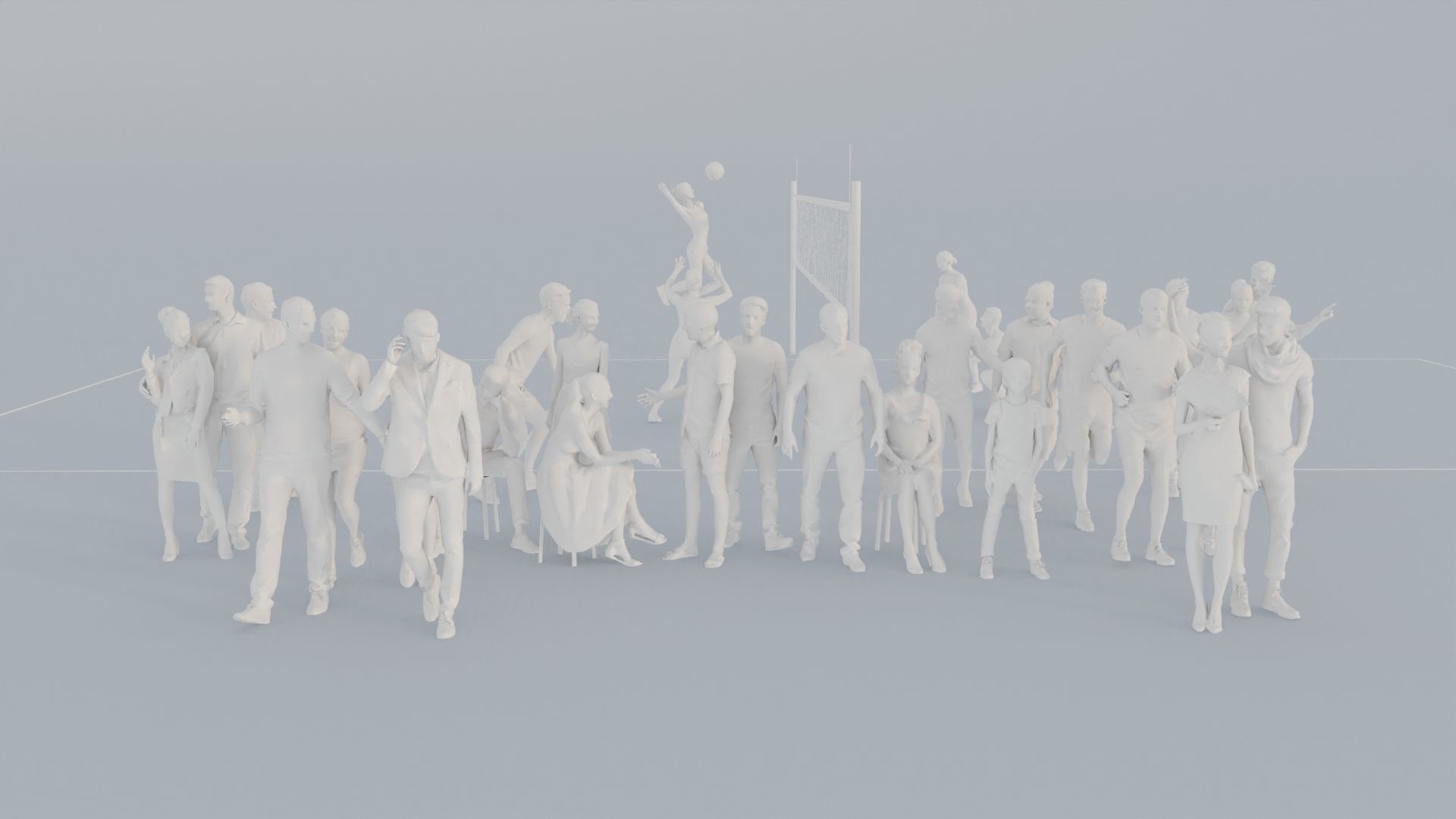 15 LP THIRTIES SPORT SUMMER CASUAL CROWDS MAN SITTING WOMAN 3D print model_1