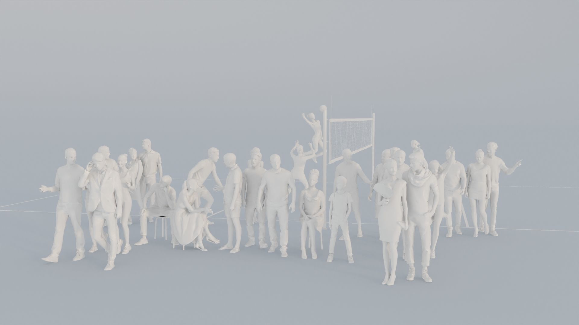 15 LP THIRTIES SPORT SUMMER CASUAL CROWDS MAN SITTING WOMAN 3D print model_2