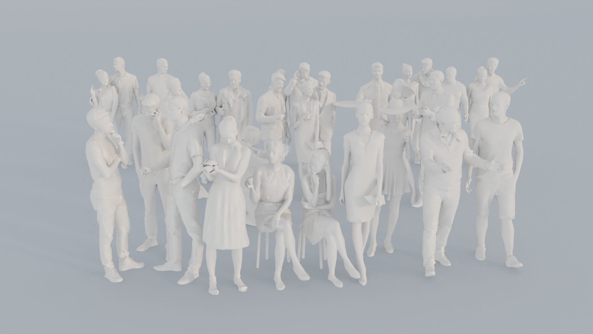 07 LP THIRTIES ELEGANT CASUAL CROWDS MAN SITTING WOMAN 3D print model_1