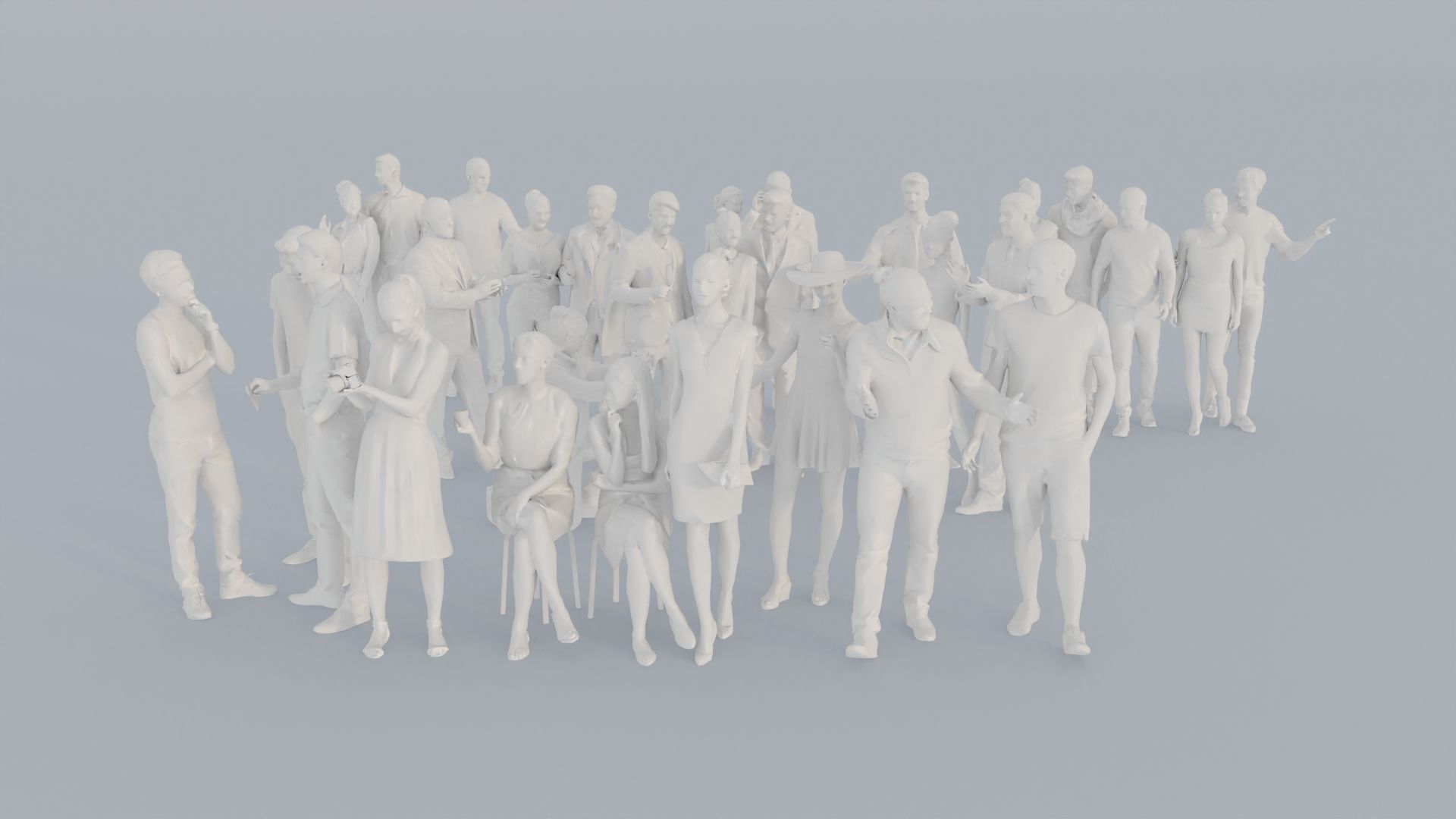 07 LP THIRTIES ELEGANT CASUAL CROWDS MAN SITTING WOMAN 3D print model_2