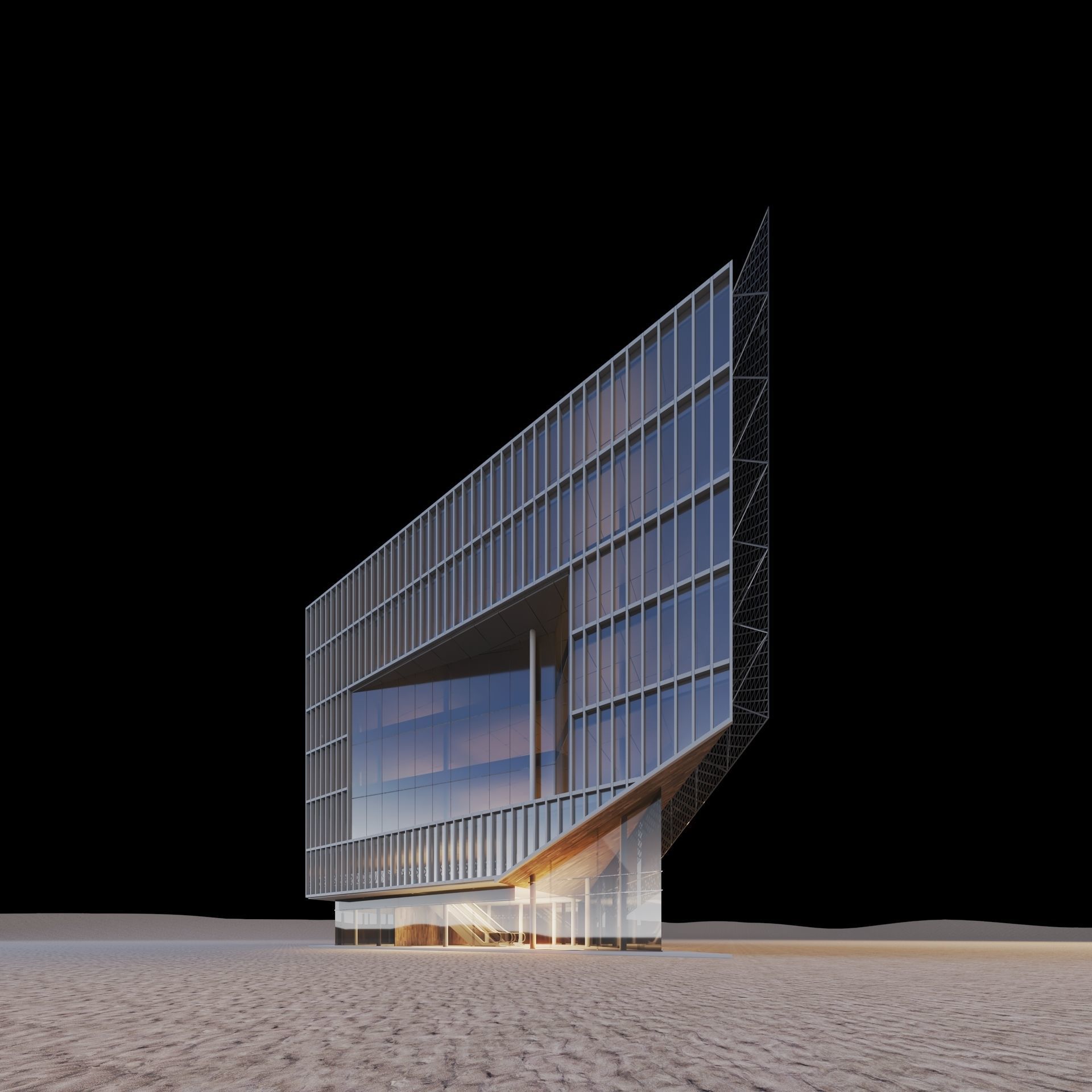 Office Building Archviz 3D model_10
