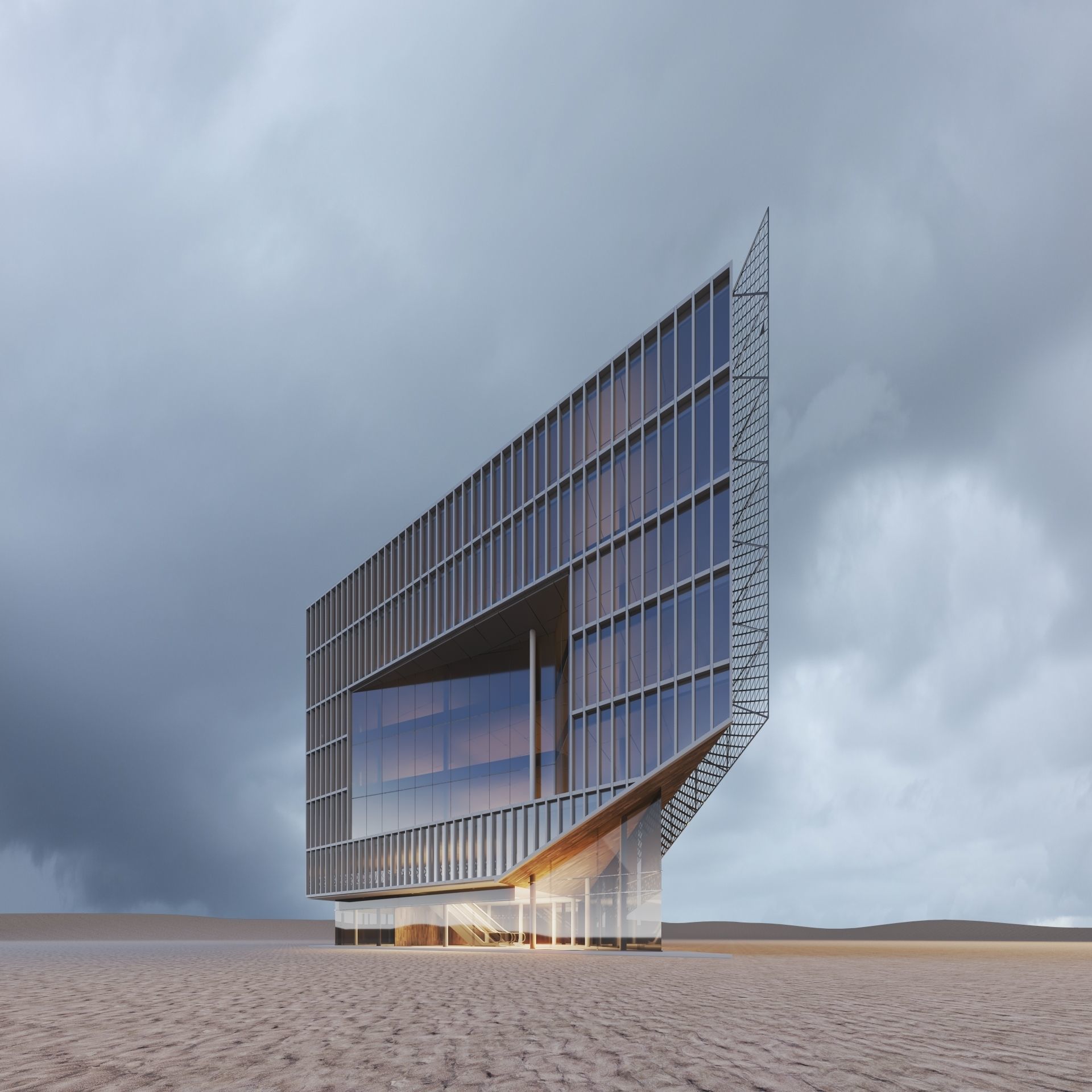 Office Building Archviz 3D model_11