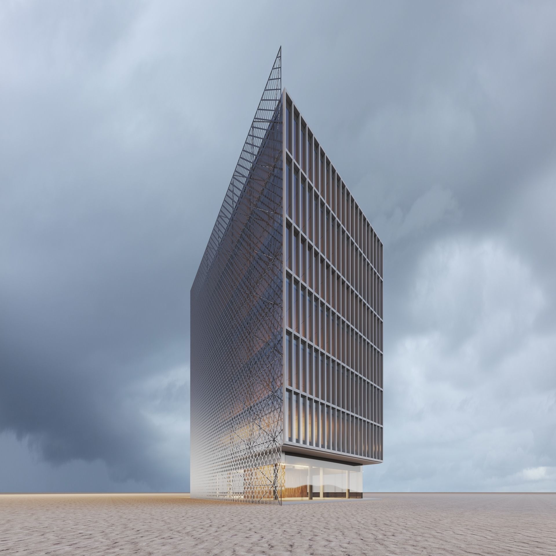 Office Building Archviz 3D model_17