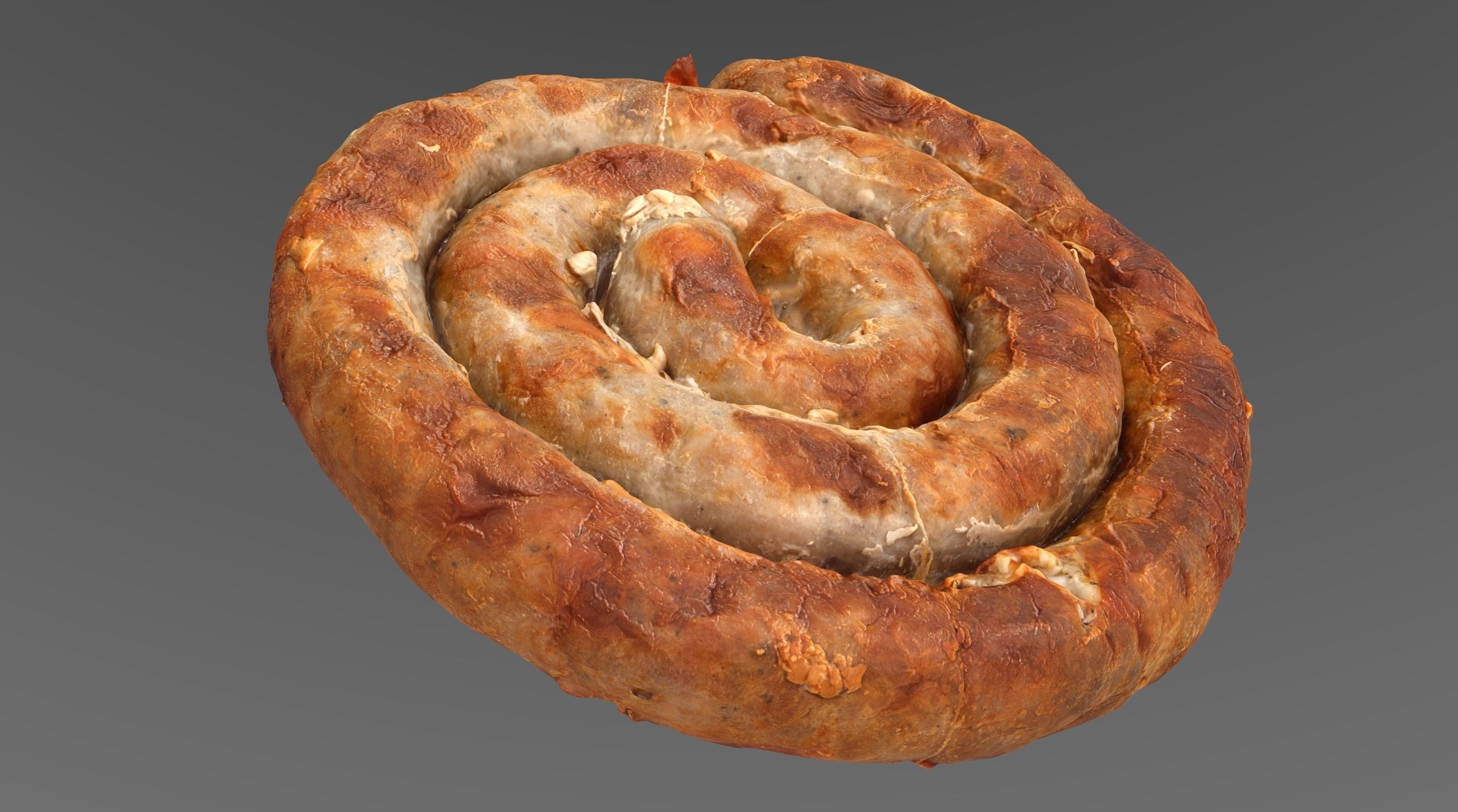 Homemade sausage Low-poly 3D model_3