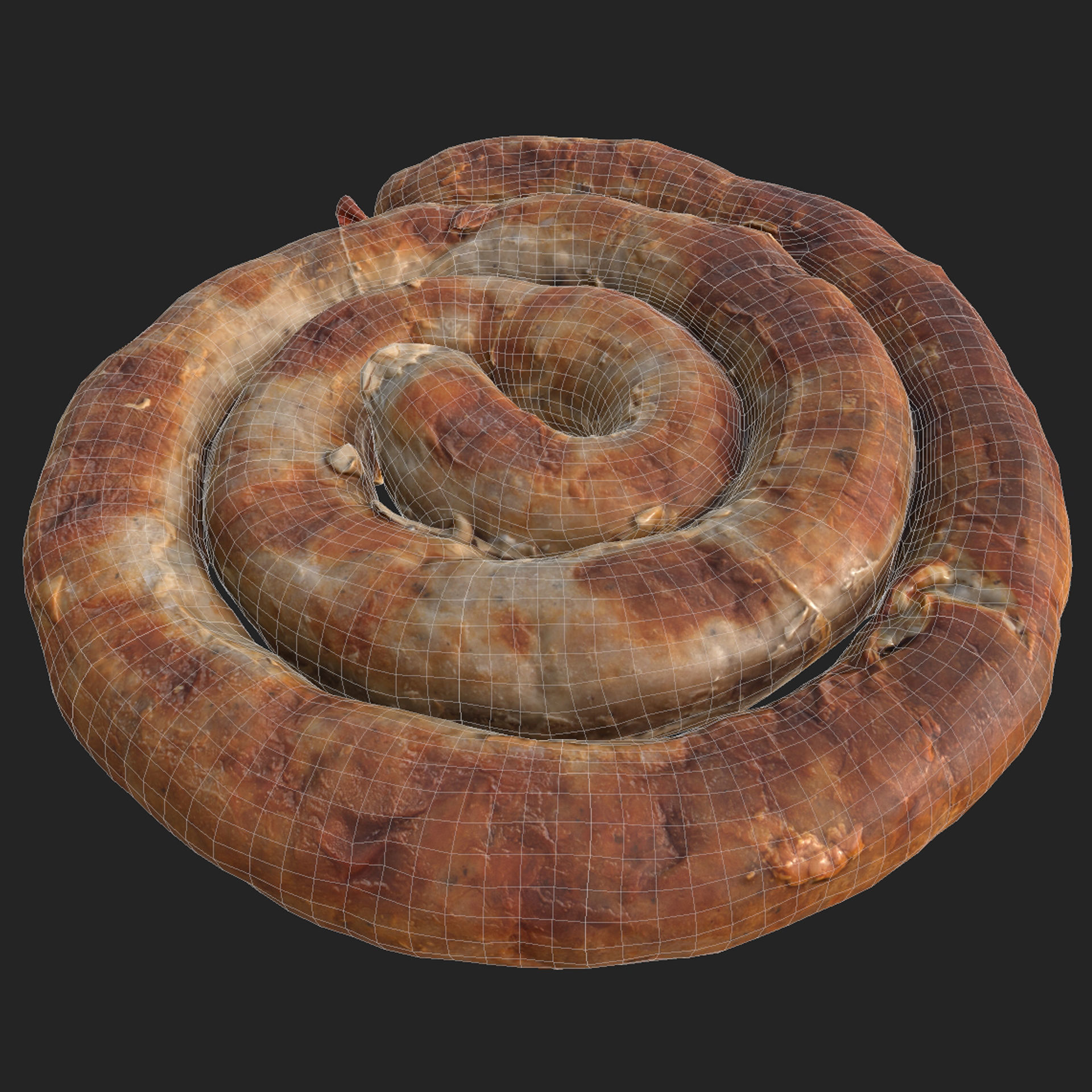 Homemade sausage Low-poly 3D model_7