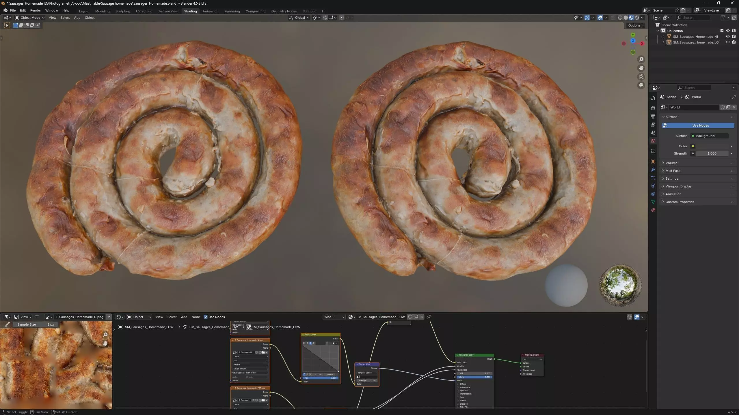 Homemade sausage Low-poly 3D model_6
