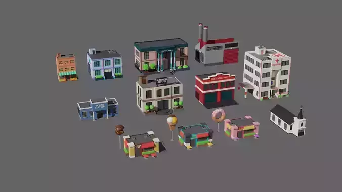 SIMPLE BUILD PACKAGE - Low Poly 3D model