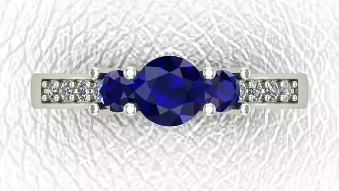 Round Sapphire Engagement ring 3D model 3D print model 