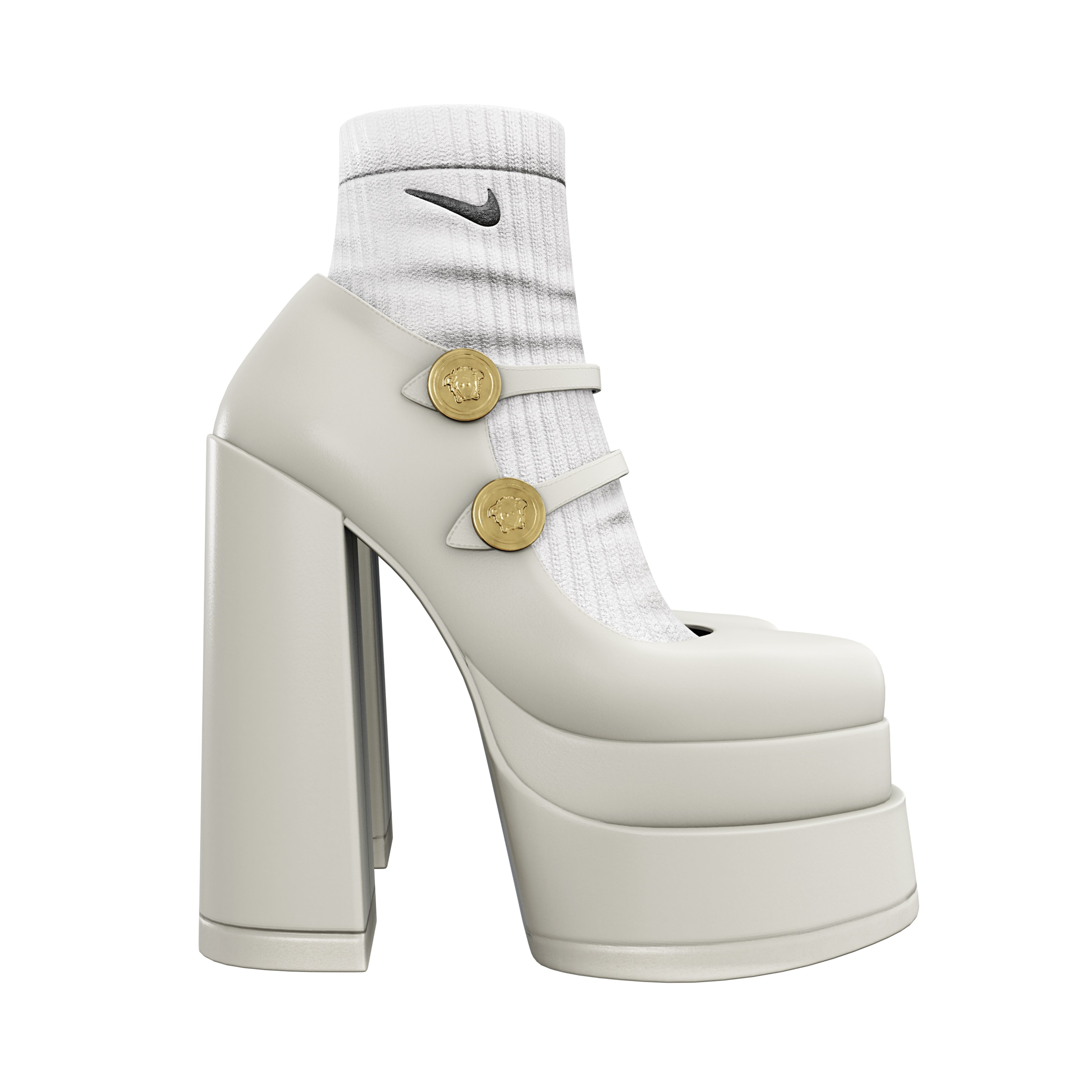 Platform High Heels BUNDLE with Socks Low-poly 3D model_9