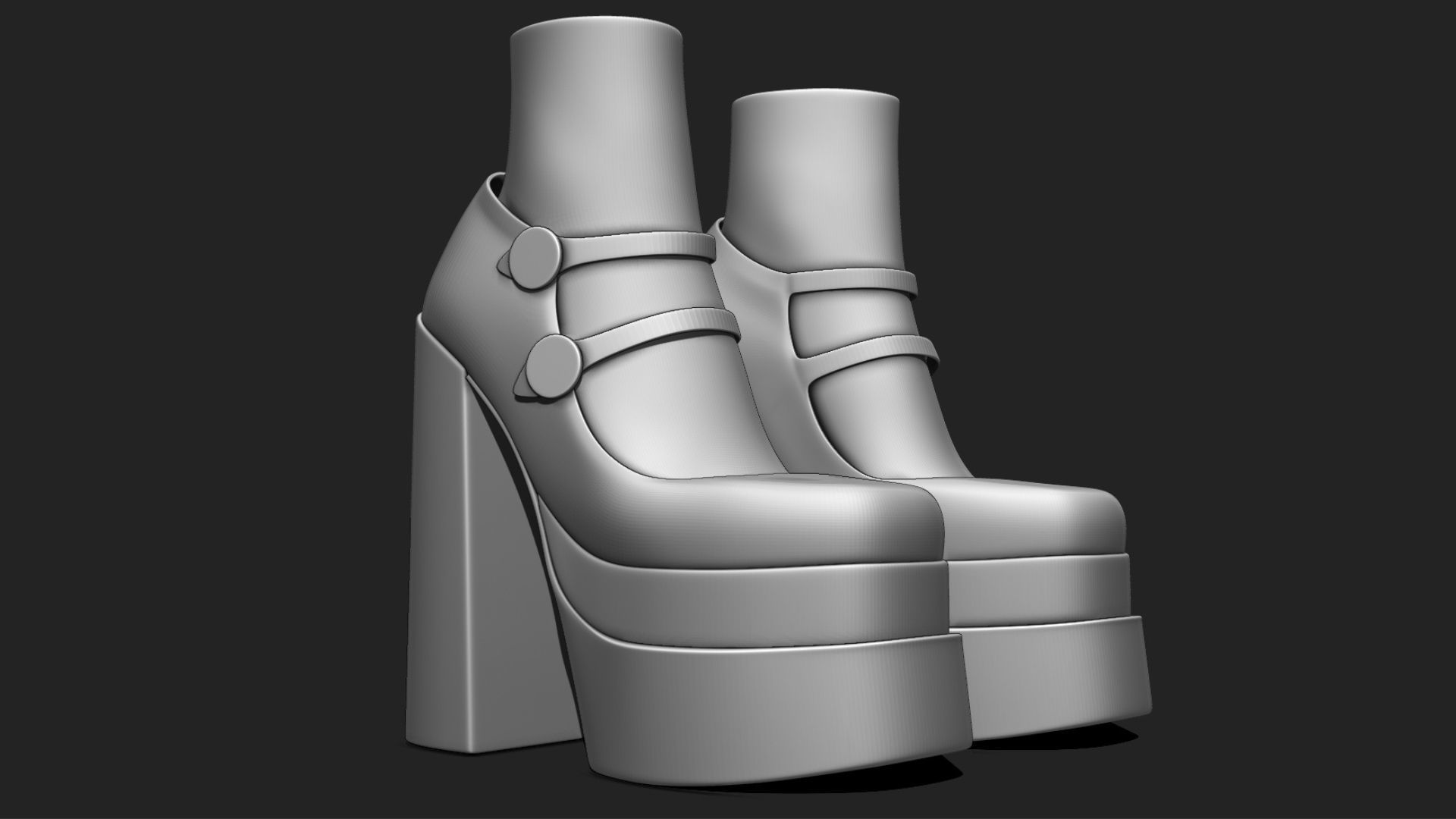 Platform High Heels BUNDLE with Socks Low-poly 3D model_27