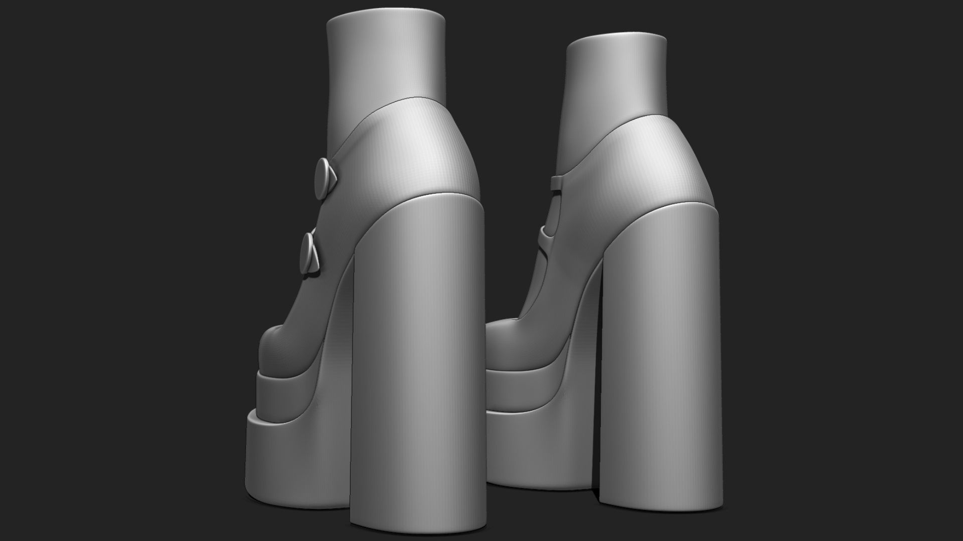 Platform High Heels BUNDLE with Socks Low-poly 3D model_19