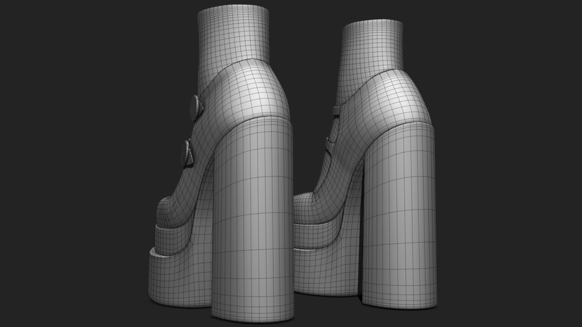 Platform High Heels BUNDLE with Socks Low-poly 3D model_18